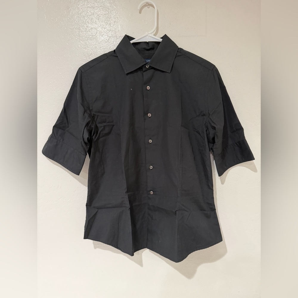 Ralph Lauren Black Women's Super Slim Fit Button Up shirt size 12 - Picture 2 of 5